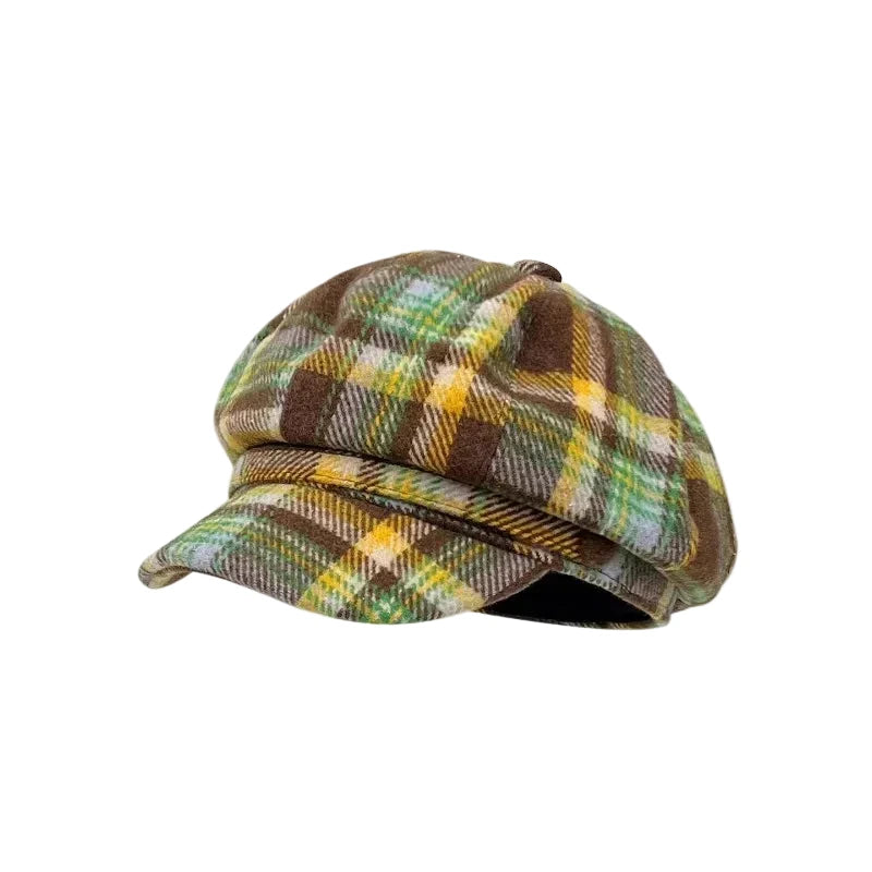 Tartan Pattern Newsboy Cap