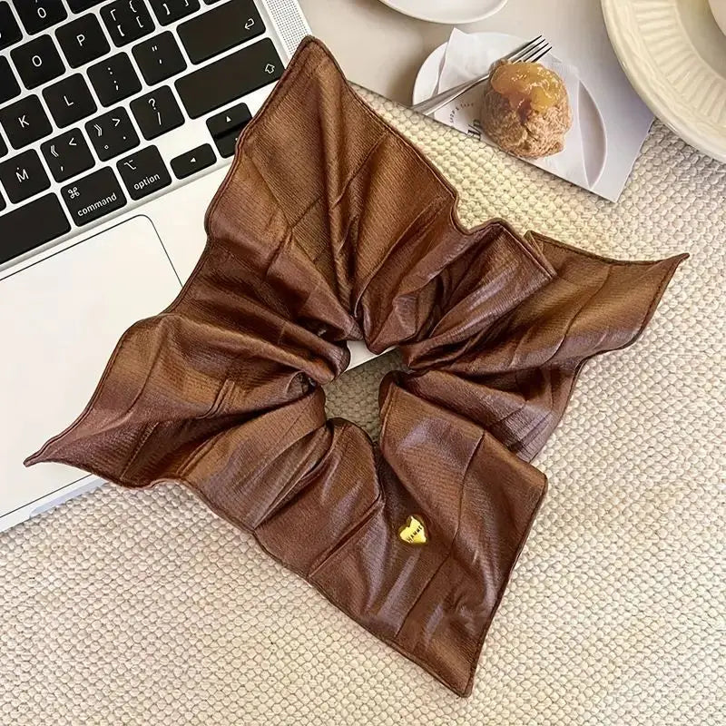 Leather Effect Heart Charm Scrunchie
