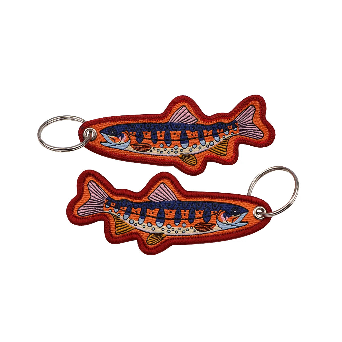 Fish Shape Embroidered Key Tag Lucky Fish Keychain Outdoor Fishing Backpack Car Key Ring Pendant Fisherman Gift Accessory - Ice Cream Cake