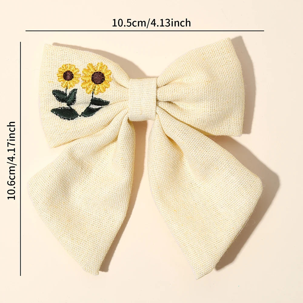Sunflower Embroidery Ribbon Hair Clip
