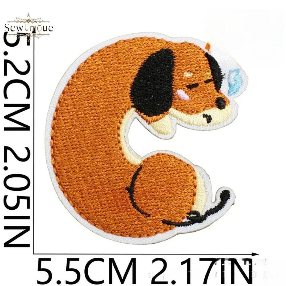 Korean Cute Dachshund Dog Embroidery Cloth Sticker DIY Bag Dress Up Puppy Patch Ironing DIY Apparel Sewing Supplies - Ice Cream Cake