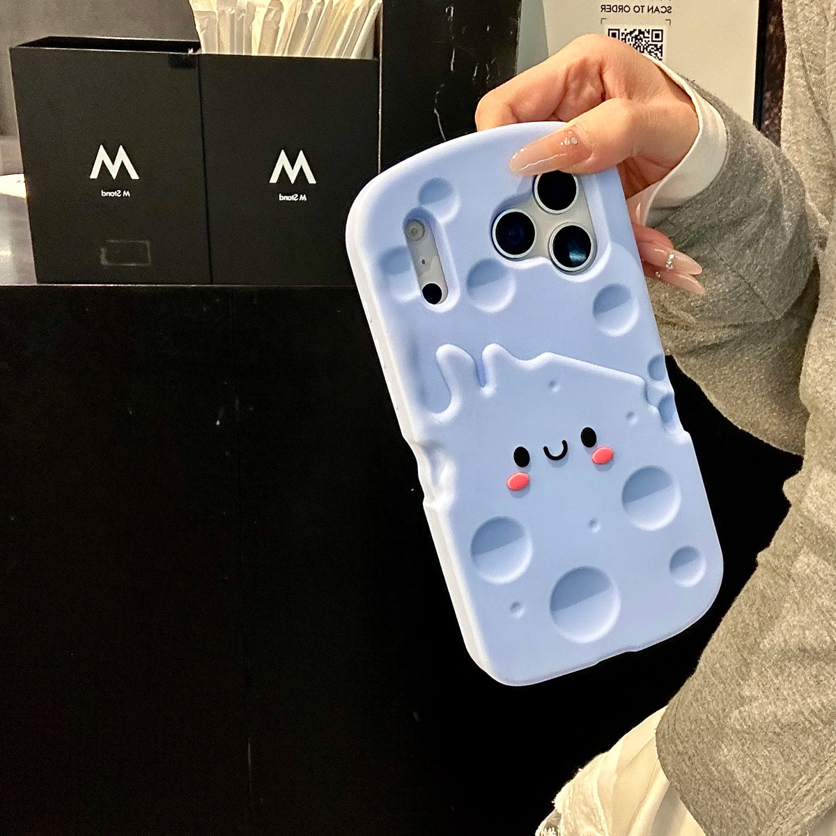 For iPhone 17 16 15 14 13 12 Pro Max 15 Plus Phone Cases Cute 3D Cartoon Cheese Soft Silicone Shockproof Cover lovers & Sisters - Ice Cream Cake