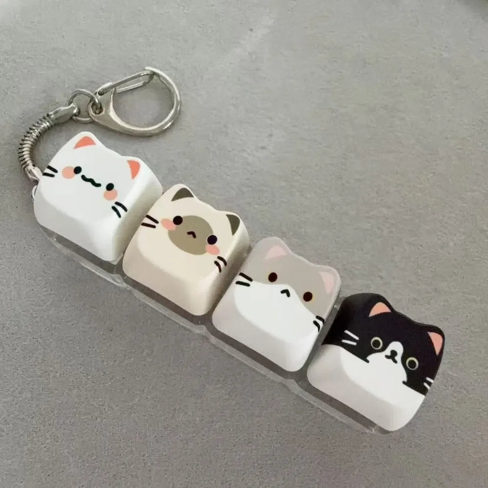 Kitty Cat Clicking Keyboard Key Fidget Keyring