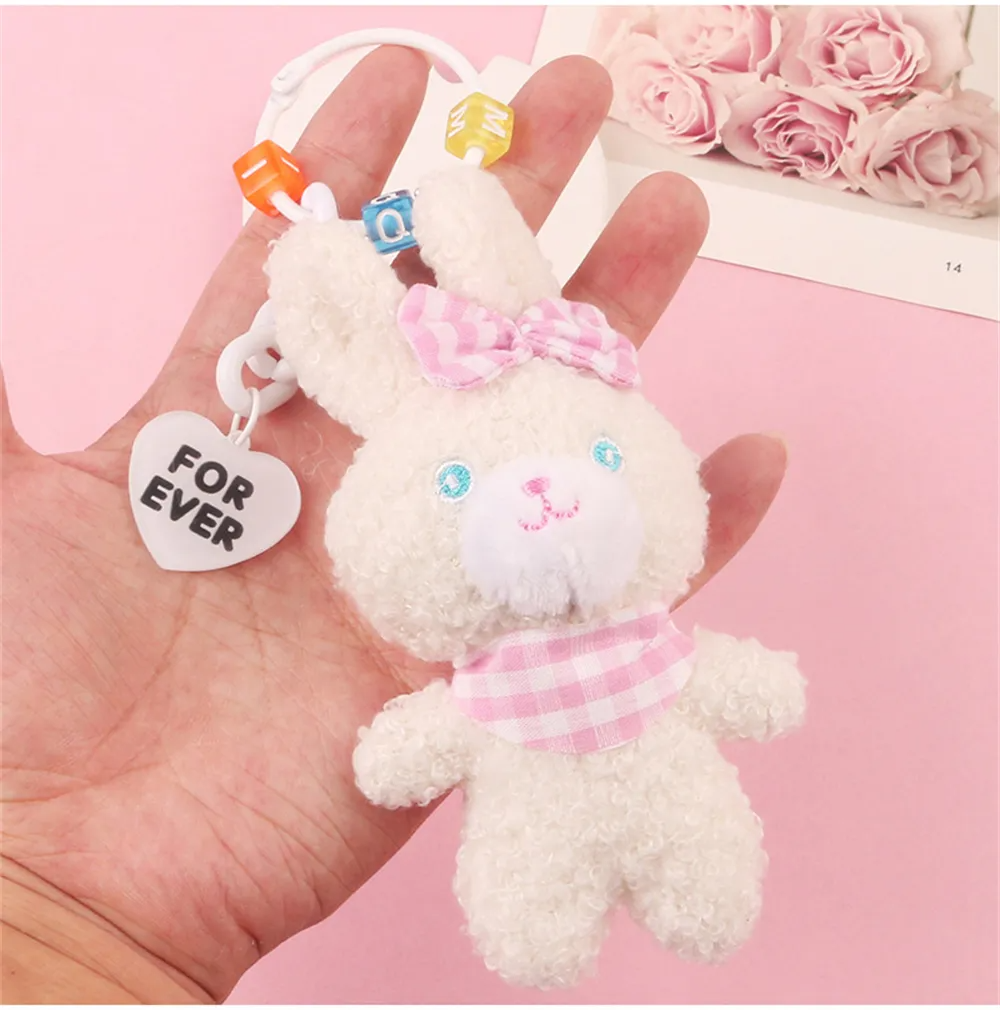 Gingham Bunny Animal Character Plush Keychain (3 Designs)