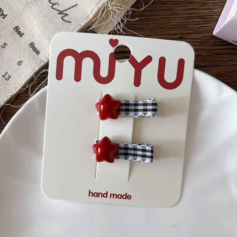 Cottagecore Fruit and Star Hair Clip Set - Ice Cream Cake