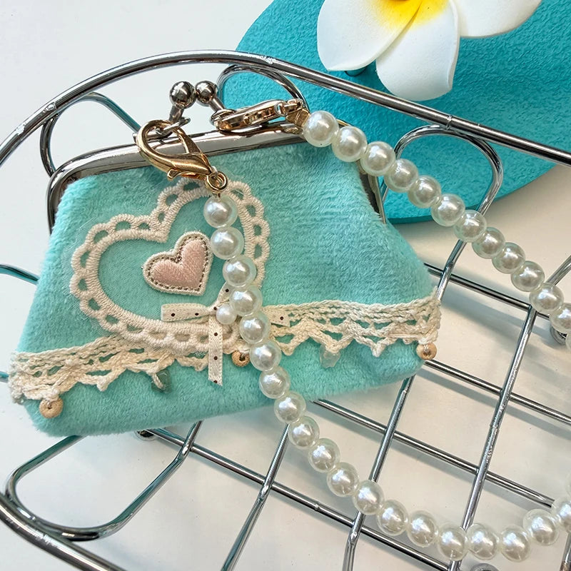 Cute Y2k Coin Purses Lady Small Wallet Wave Dot Handmade Lace Showa Rose Vintage Bag Hanging Pendant Earphone Bag Wallet - Ice Cream Cake