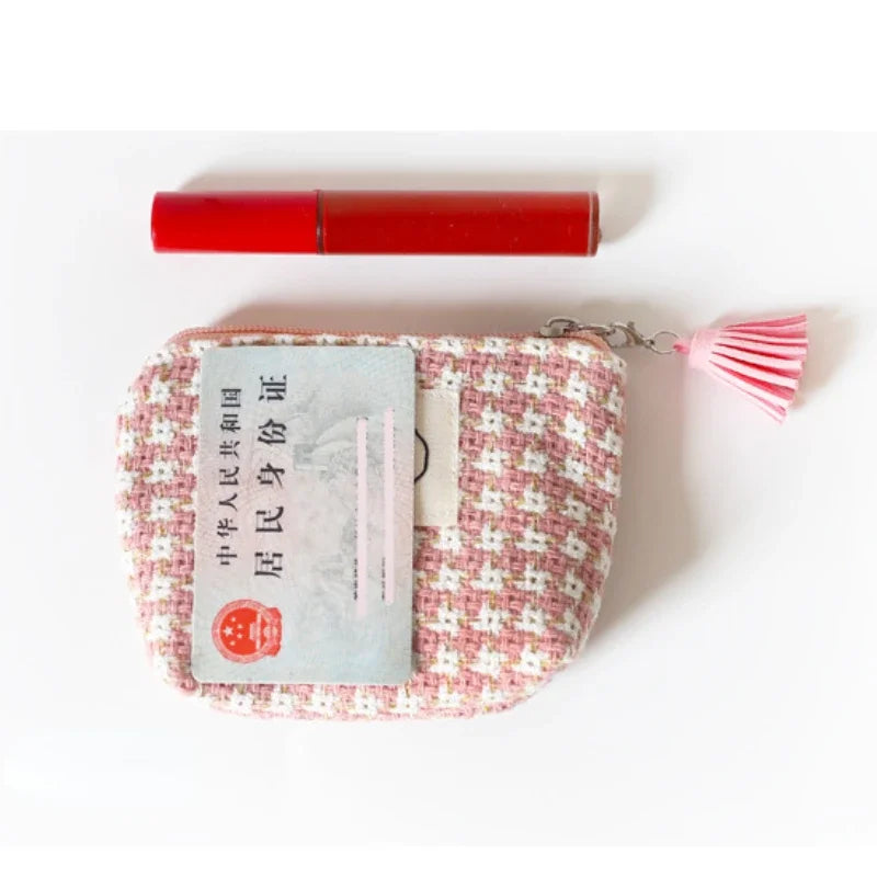 Woven Houndstooth Mini Pouch