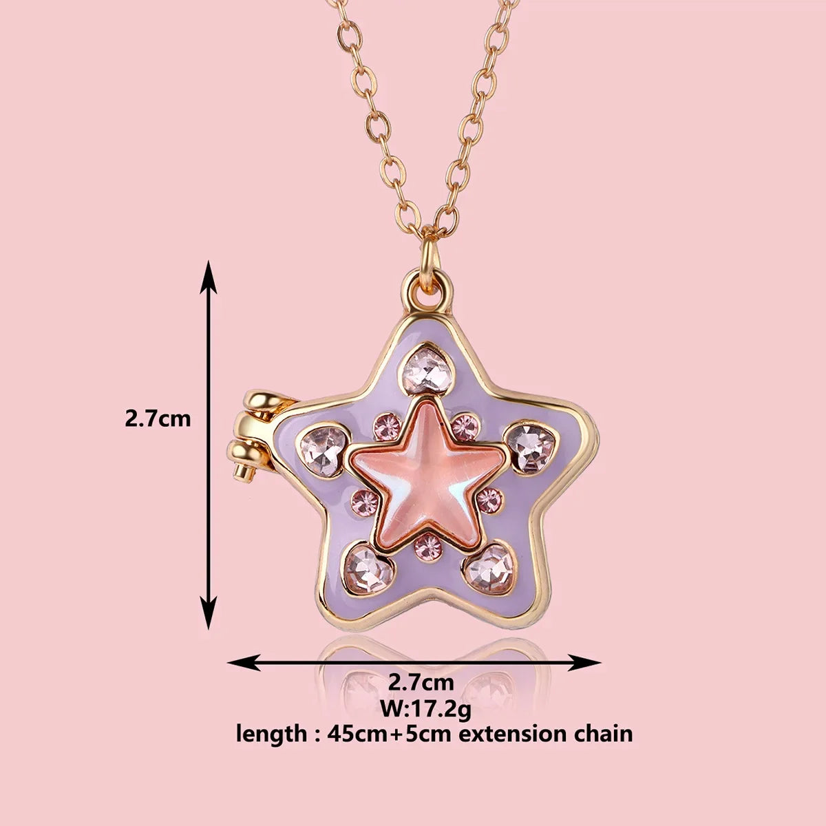 LATS Stars Lockets Pendant Necklace for Women Gold Color Photo Box Charm Necklaces Personality Jewelry Couple Gift - Ice Cream Cake