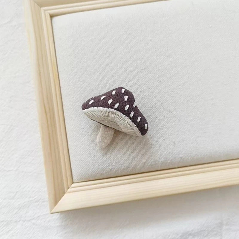 Cottagecore Fabric Mushroom Brooch
