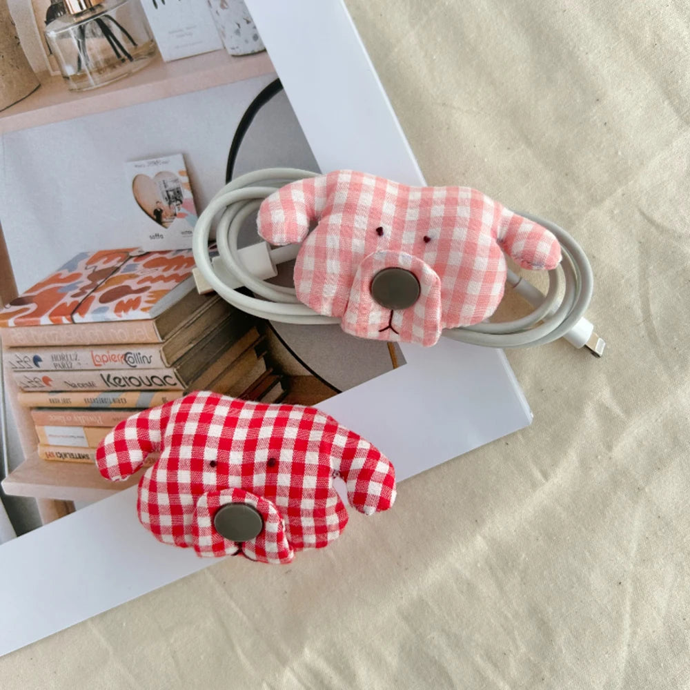 Data Cable Organiser Clip Headphone Cable Organiser New Puppy Shape Charging Cable Binding Strap Fabric Storage Box Supplies - Ice Cream Cake