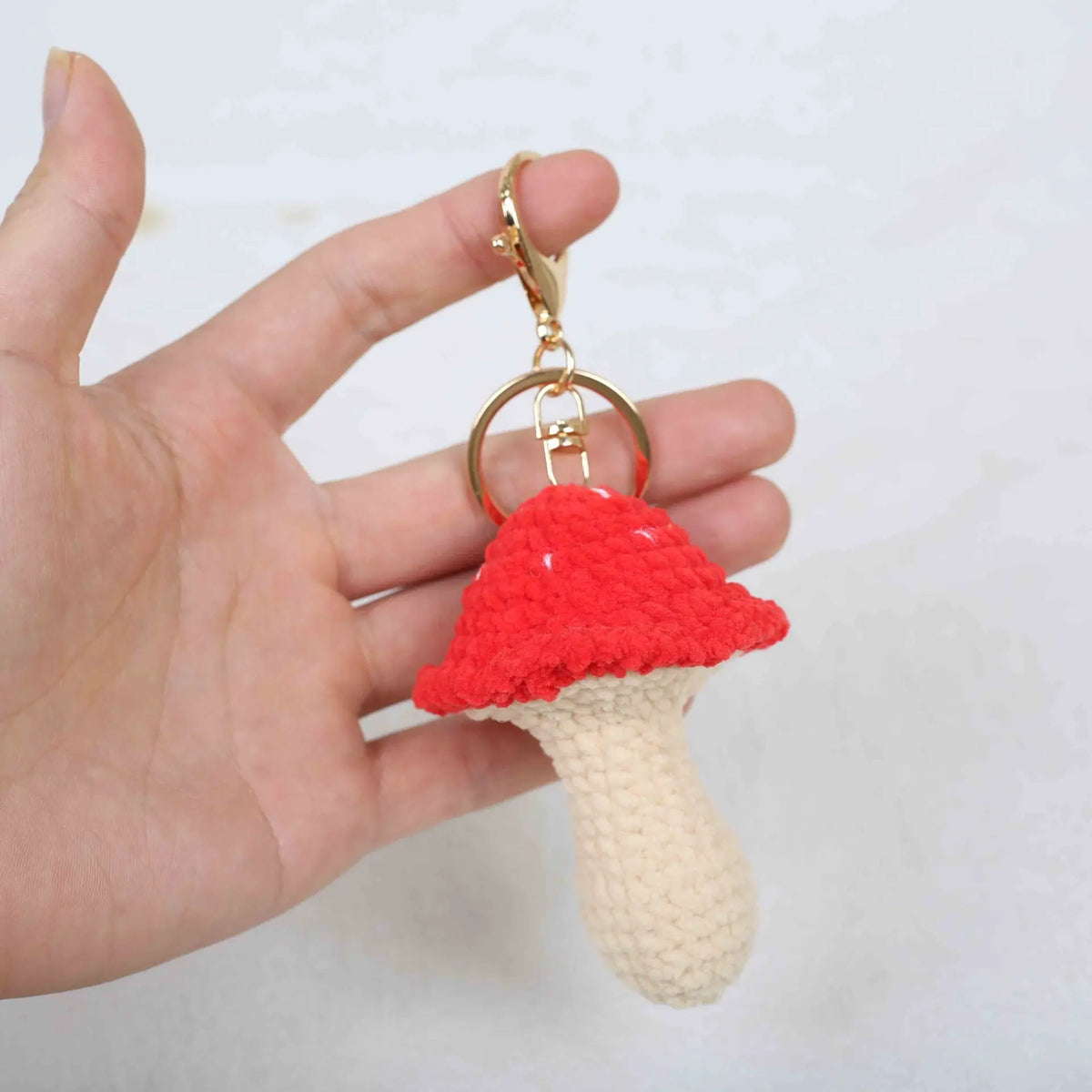 Handmade Crochet Mushroom Keychain Charm