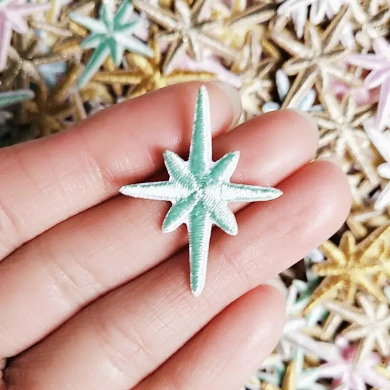 10pcs Self-adhesive Star Embroidery Patches for Clothes Gold Silver Star Shiny Sticker Iron on Clothing Applique Stripes - Ice Cream Cake