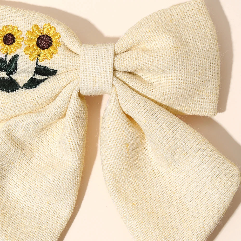 Sunflower Embroidery Ribbon Hair Clip