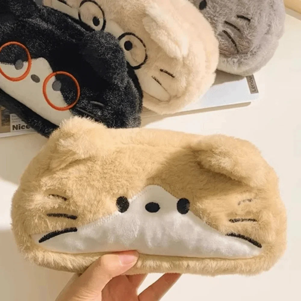 Kids Gift Funny Cat Cartoon Pencil Case Cute Kawaii Stationery Storage Bag Fluffy Large Capacity Cat Stationer Bag Student Use - Ice Cream Cake