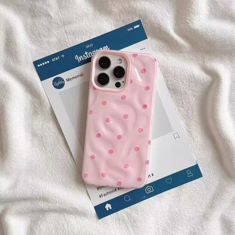 Black Polka Dots Phone Case For IPhone 17 16 16E 15 14 13 12 11 Pro Max XR XS Max 7 8 Plus Cute INS Cover Case Fundas - Ice Cream Cake
