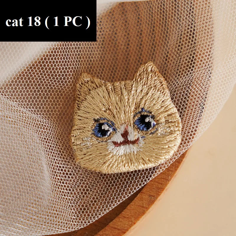 Kitty Cat Embroidered Iron on Patch (15 Designs) - Ice Cream Cake