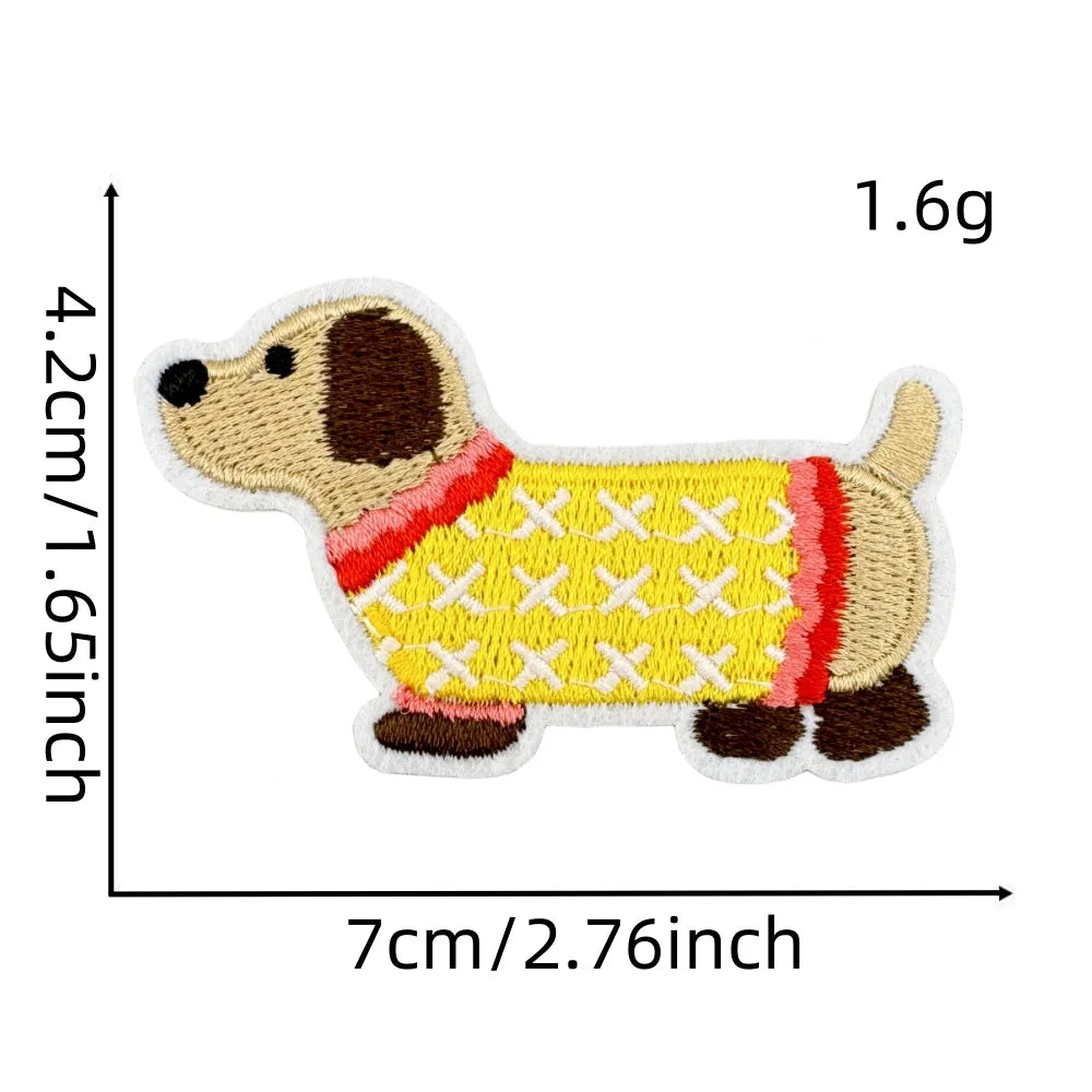 Cartoon Dachshund Embroidered Iron on Patch