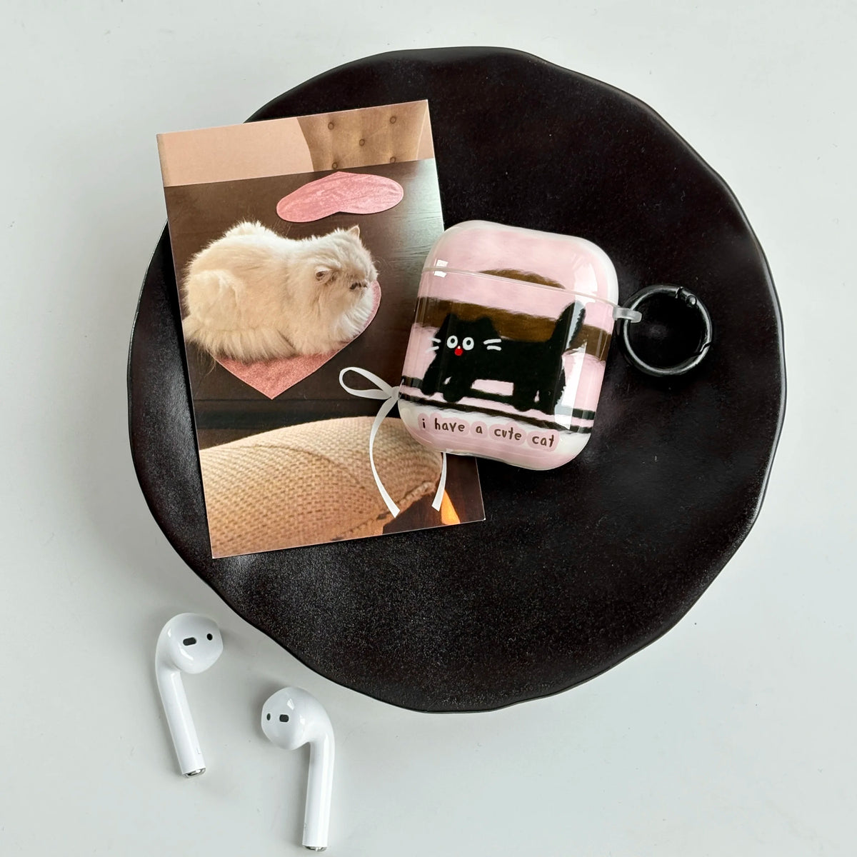 Strawberry and Chocolate Black Cat AirPods Charger Case Cover