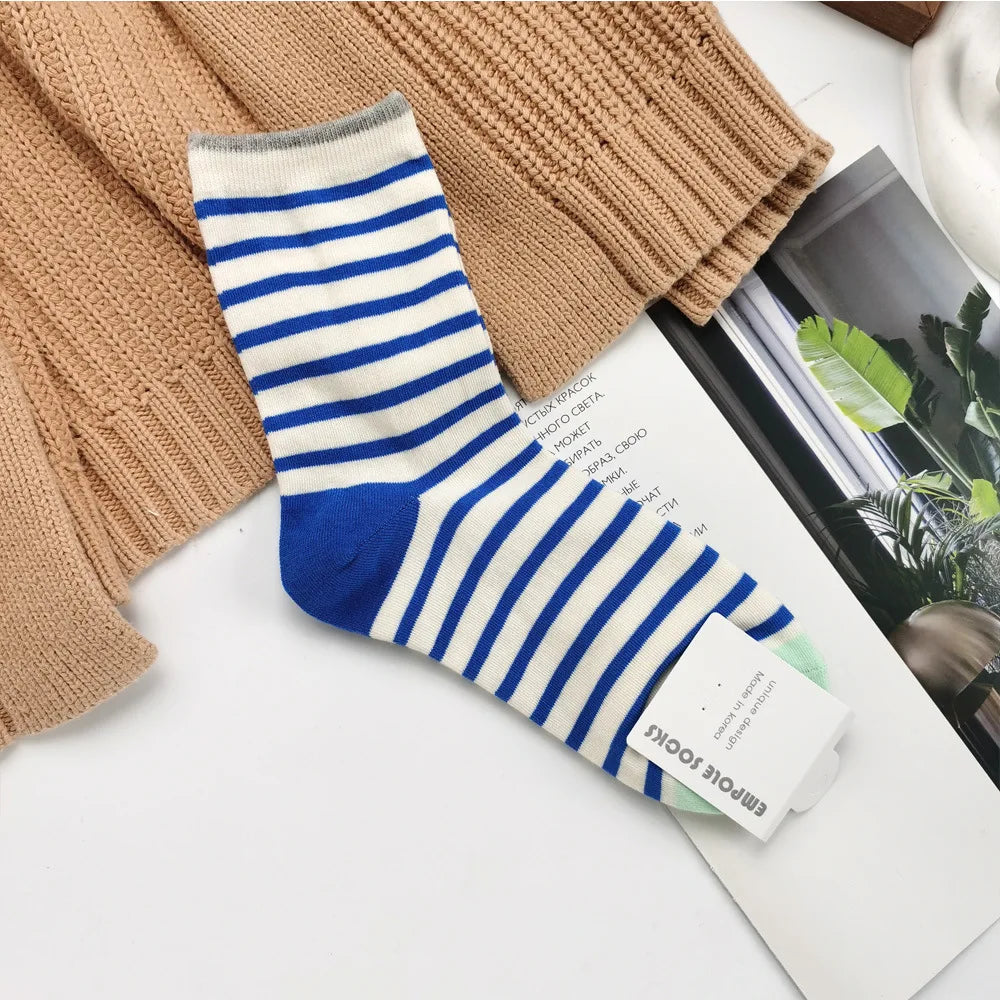 Contrast Stripe Crew Socks