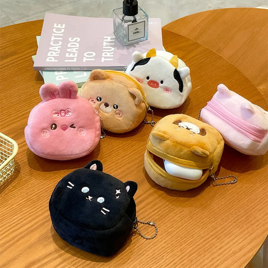 Mini Animal Plush Zipper Purse