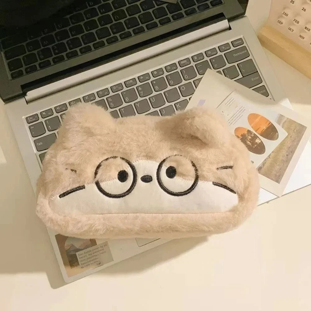 Kids Gift Funny Cat Cartoon Pencil Case Cute Kawaii Stationery Storage Bag Fluffy Large Capacity Cat Stationer Bag Student Use - Ice Cream Cake