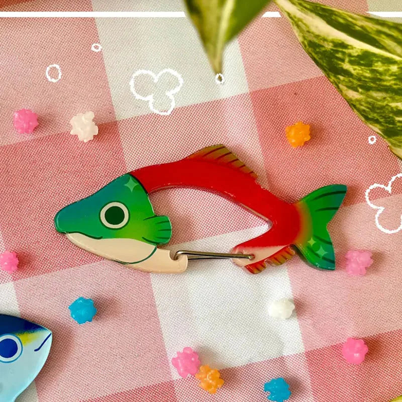 Acrylic Fish Shaped Carabiner Keychain Clip