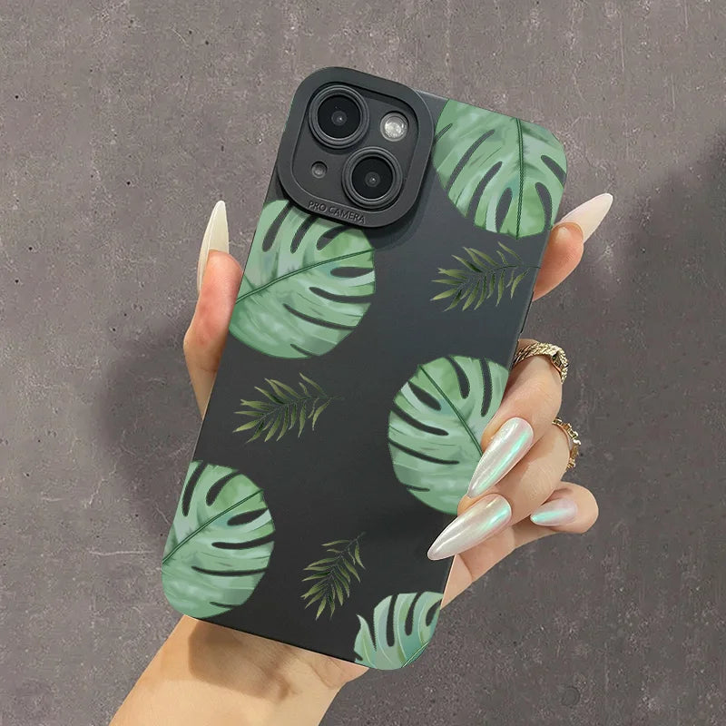 Palm tree Leaves Plant Flower Phone Case for iphone 17 16 11 12 13 14 15 Pro Max 7 8 Plus X XR XSMAX 16e Shockproof Cover Fundas - Ice Cream Cake