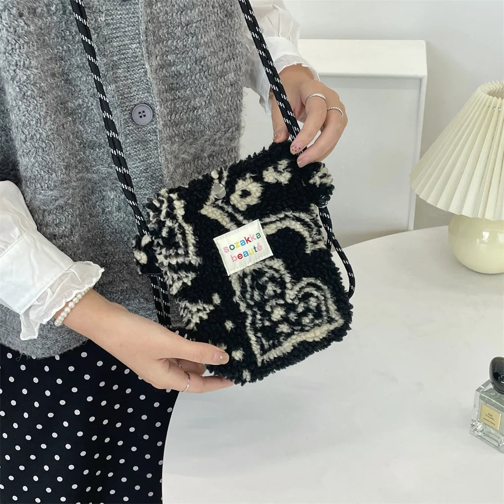 Teddy Fur Plush Pattern Shoulder Bag