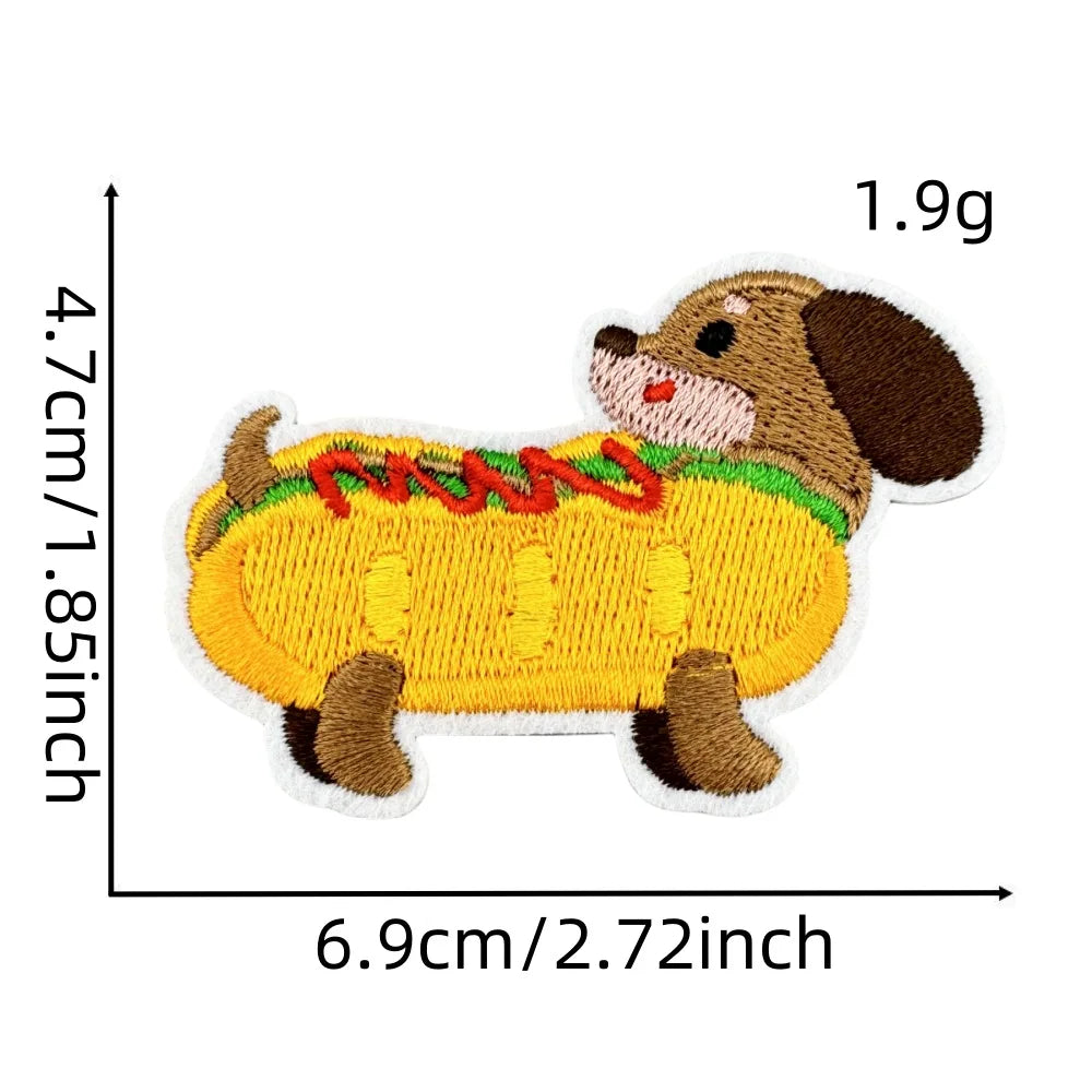Cartoon Dachshund Embroidered Iron on Patch