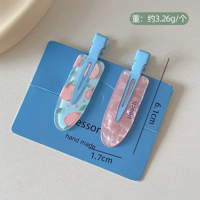 2/4pcs Candy Fruit Colors Hair Clips for Girl Summer Hairpins No Crease Acrylic Barrettes Hair Side Clamp Women Hair Accessories - Ice Cream Cake