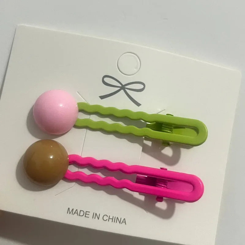 2Pcs/Set Simple Hair Clips For Girls Cute Hair Barrettes Baby Hairpins Kids Headwear Clips For Hair Bobby Pins Hair Accessories - Ice Cream Cake