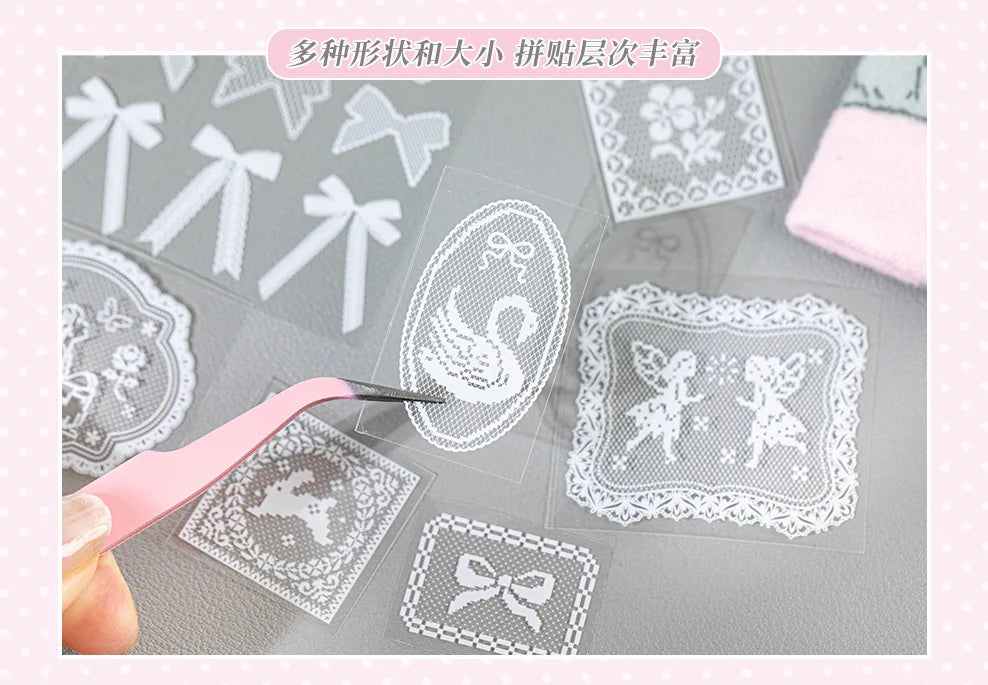 Filet Crochet Lace Sticker Book (30 Sheets)