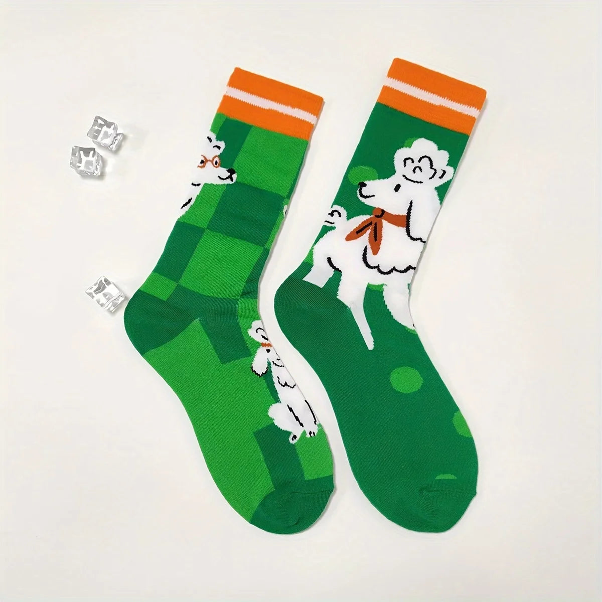 Curly Poodle Crew Socks - Ice Cream Cake