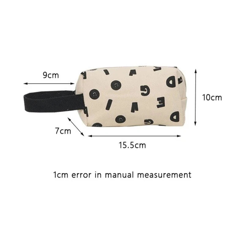 Letters Print Women Canvas Cosmetic Bags Cotton Cloth Make Up Bag Pouch Little Handbag Clutch Travel Organizer Case For Girls - Ice Cream Cake