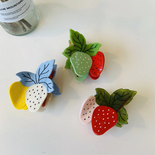 Glossy Acrylic Strawberry Hair Claw Clip