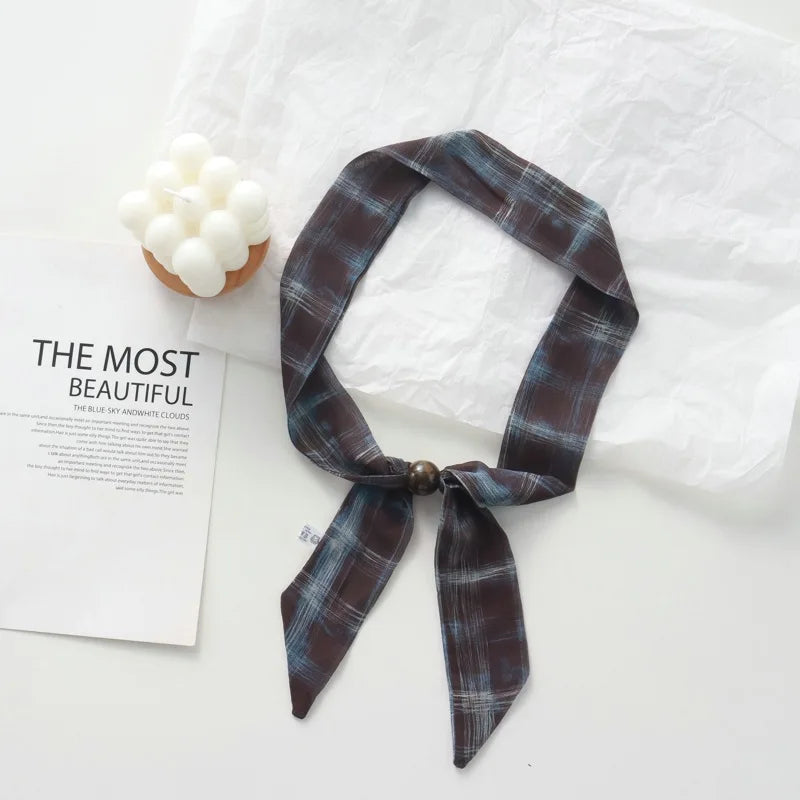 Retro Maillard Brown Floral Scarf Fashionable Old Money Style Light Luxury High-Grade Temperament Small Square Towel Lazy Scarf - Ice Cream Cake