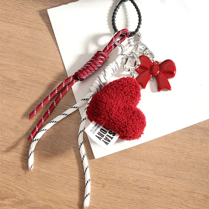 Fluffy Heart Clip-On Bag Charm