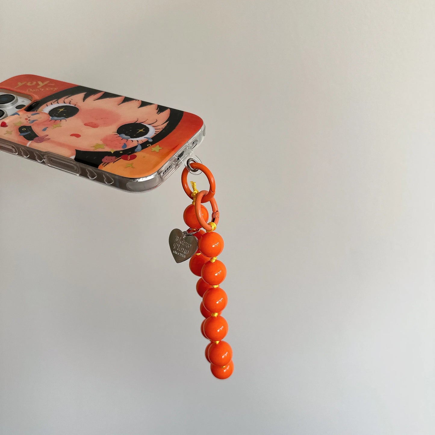Cartoon Crying Girl iPhone Case With Beaded Wrist Strap