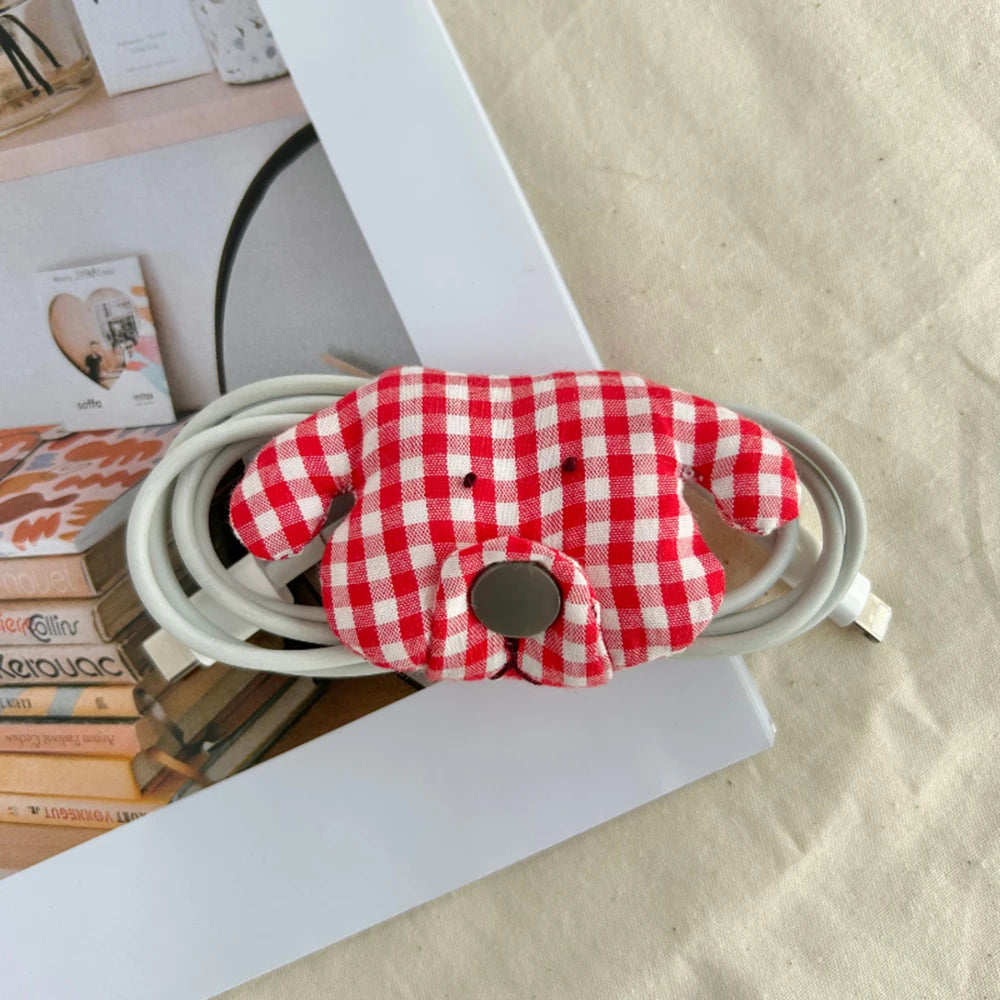 Data Cable Organiser Clip Headphone Cable Organiser New Puppy Shape Charging Cable Binding Strap Fabric Storage Box Supplies - Ice Cream Cake