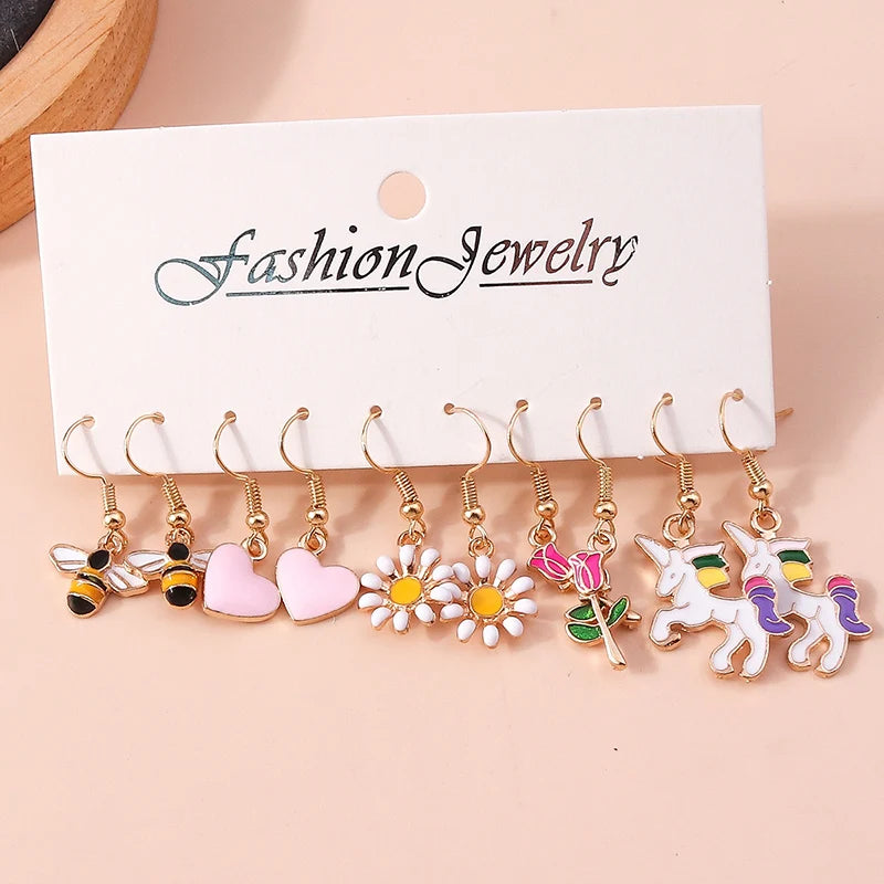 5 Pairs Cartoon Ice Cream Cookie Chocolate Donut Earrings for Women Girls 3D Food Dangle Earrings Kids Jewelry Gifts - Ice Cream Cake