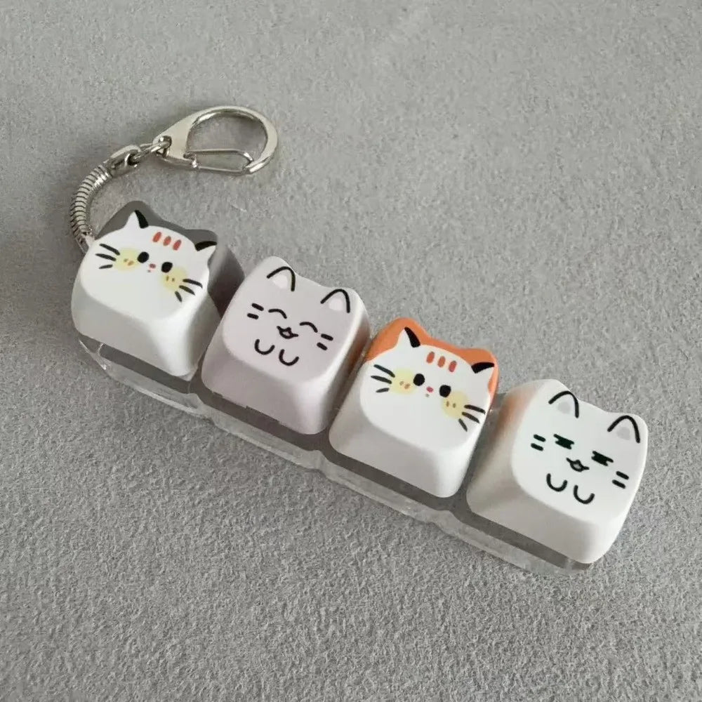 Kitty Cat Clicking Keyboard Key Fidget Keyring