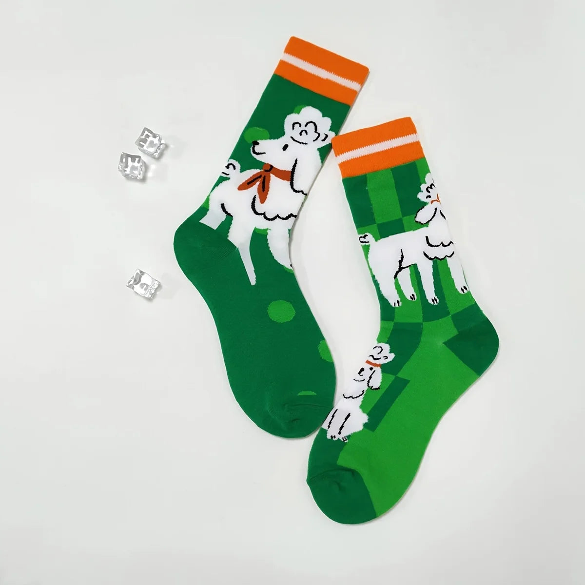 Curly Poodle Crew Socks - Ice Cream Cake