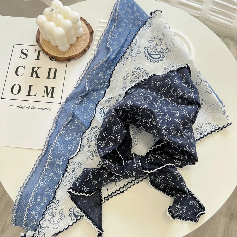 Floral Print Cottagecore Scarf - Ice Cream Cake