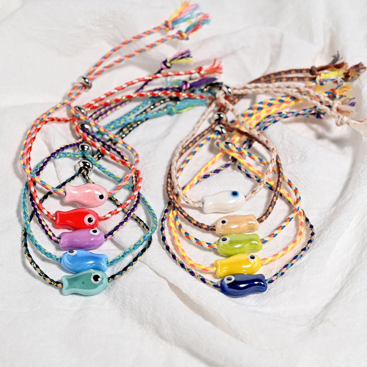 Fish Charm Friendship Bracelet Set (Set of 10)