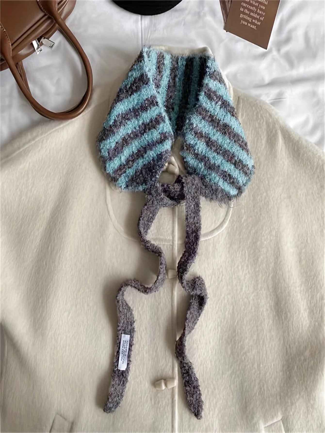 Fuzzy Stripe Bonnet