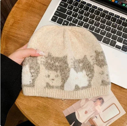 Knitted Cat Beanie (4 Colours) - Ice Cream Cake