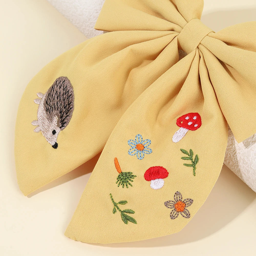 Autumn Theme Embroidered Hair Bow