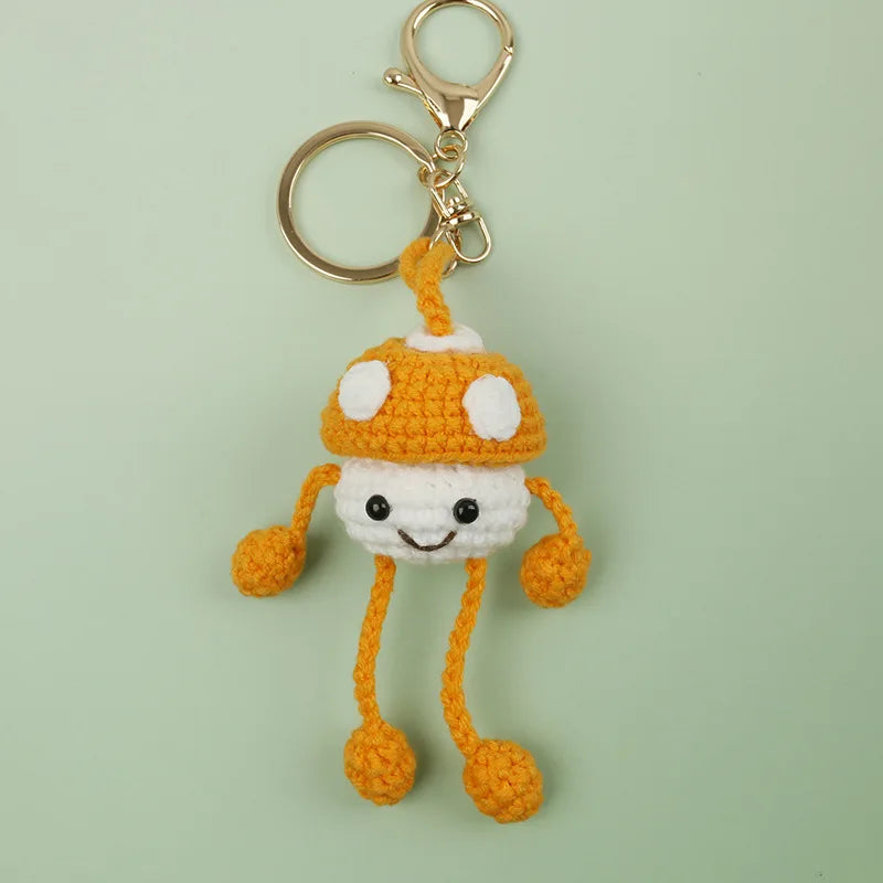 Handmade Crochet Mushroom Keychain Charm