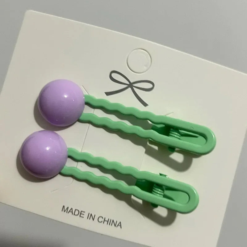 2Pcs/Set Simple Hair Clips For Girls Cute Hair Barrettes Baby Hairpins Kids Headwear Clips For Hair Bobby Pins Hair Accessories - Ice Cream Cake