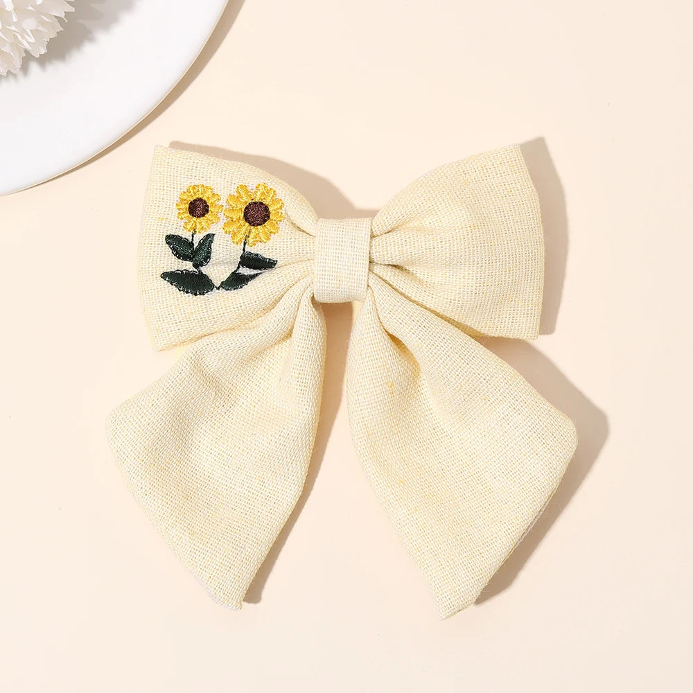 Sunflower Embroidery Ribbon Hair Clip
